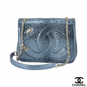 Chanel Blue Python Cross body Handbag Chanel Blue Python Cross body Handbag